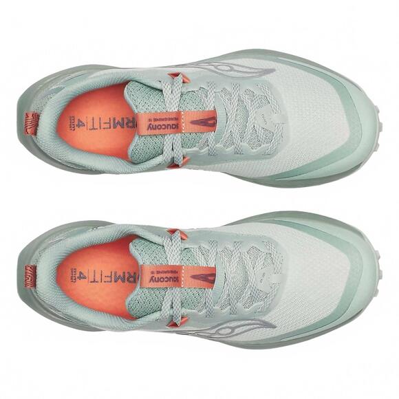NEW SAUCONY women\'s peregrine 15 trail running shoe in mist | aloe